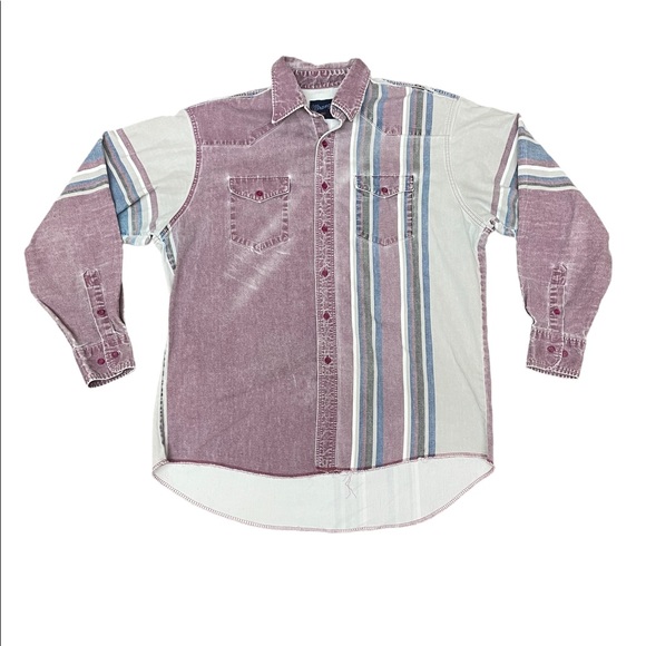 Wrangler Other - Vintage Wrangler Button Down Stripes Long Sleeve Shirt x long tails
